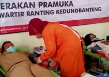 Sinergi dengan PMI Banyumas, Kwarran Kedungbanteng-Kwarcab Banyumas Selenggarakan Donor Darah