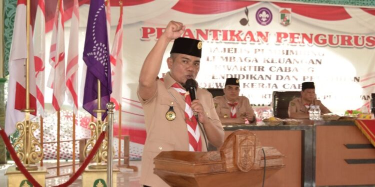 Lantik LPK dan Pengurus Kwarcab Gerakan Pramuka Pelalawan, Ka Mabicab Minta Kegiatan Kepramukaan di Sekolah Digalakkan
