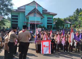Kwarran Tamansari Adakan Giat Kirab Bendera Dalam Rangka Hari Pramuka Ke-61