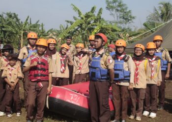 Pramuka Peduli Unit Kwarran Citeureup Gelar Simulasi Siaga Bencana