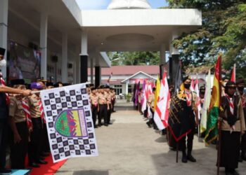 Ketua BNNP Sumut Lepas Peserta Kirab Tangkal Napza Kwarda Sumut,  Lintasi 17 Kwartir Cabang