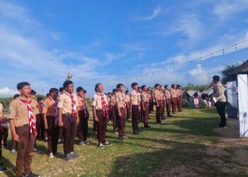 Berlangsung Meriah, Gudep Pondok Pesantren At Taufiqiyah Sukses Gelar Kegiatan Rekrutmen Anggota Baru di Pantai E Kasoghi