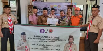 Kwarcab Gerakan Pramuka Lamtim Bantu Bencana Gempa Cianjur