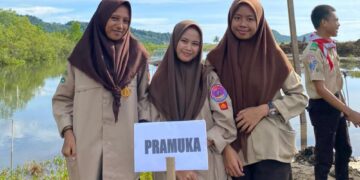 Pramuka Peduli Kwarcab Bolaang Mongondow Timur menghadiri Penanaman Magro