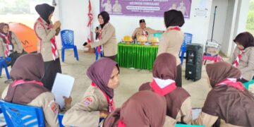 Peserta KMD Patimpeng Lakukan Praktek Membina Pramuka Penggalang