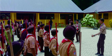 Gudep SMKN 5 dan SMAN 6 Soppeng Ikut Serta Sukseskan Latgab Pramuka SD se-Kwarran Marioriawa