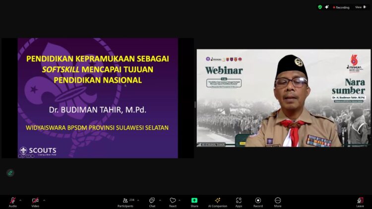 Menyambut Hari Pramuka ke-63 Kwartir Daerah Gerakan Pramuka Sulawesi Selatan dan BPSDM Provinsi Sulawesi Selatan gelar Webinar