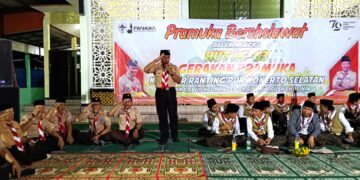 Peringati Hari Pramuka, Ratusan Pramuka Kwarran Purwokerto Selatan Kumandangkan Sholawat