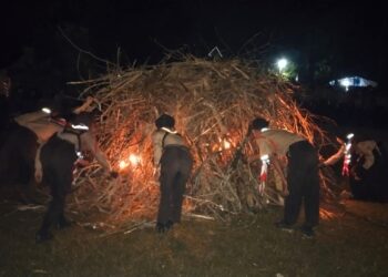 Keren dan Menyala, Prosesi Api Unggun pada Akhir Kegiatan Jambore Ranting (Jamran) Patimpeng 2024