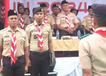 Danbrigif 7/RR Pimpin Upacara Pembukaan Kemah Bela Negara Pramuka  Sumatera Utara Tahun 2024