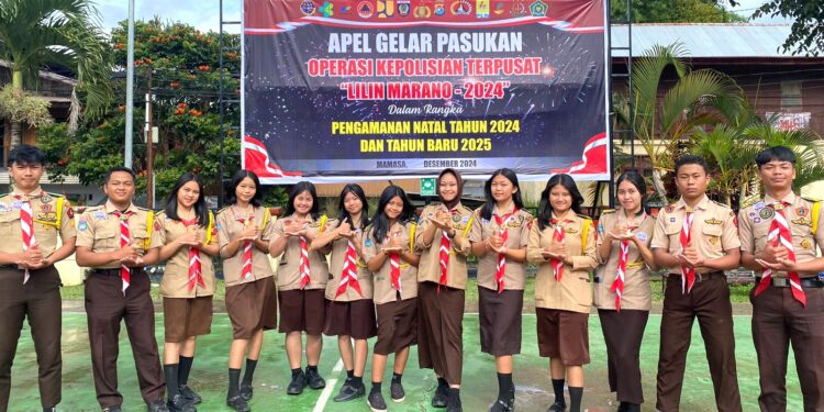 Pramuka Saka Bhayangkara Daerah Sulawesi Barat Diterjunkan Membantu  PAM NATARU 2024