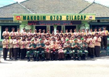 Puluhan Anggota Pramuka Penegak Ikuti Kegiatan Perkemahan Penerimaan Tamu Saka Wirakartika di Kodim 0703 Cilacap