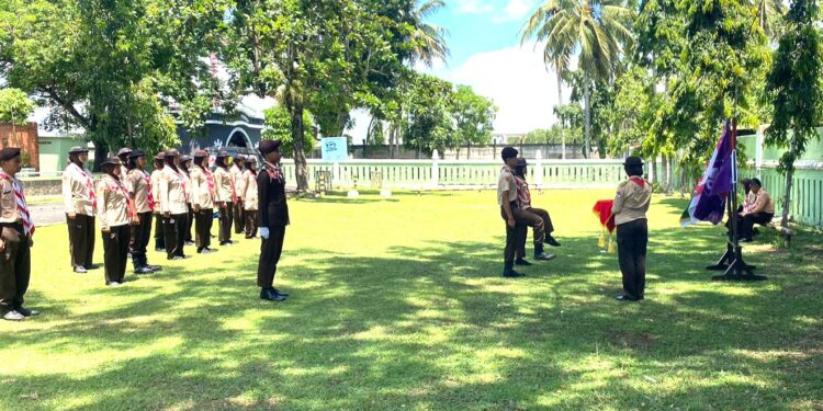 Puluhan Anggota Pramuka Penegak Ikuti Kegiatan Perkemahan Penerimaan Tamu Saka Wirakartika di Kodim 0703 Cilacap