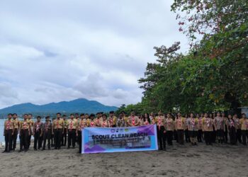 Kwarcab Manado Gelar Aksi Lingkungan di Pantai Karangria Peringati Hari Baden-Powell