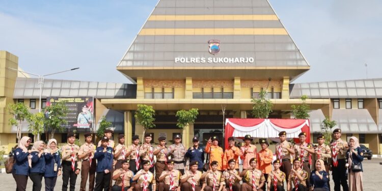 Saka Bhayangkara Polres Sukoharjo Ikut Apel Pasukan Operasi Ketupat Candi 2025