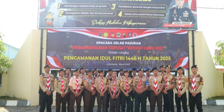 Saka Bhayangkara Polres Sukoharjo Ikut Apel Pasukan Operasi Ketupat Candi 2025