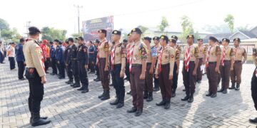 Saka Bhayangkara Polres Sukoharjo Ikut Apel Pasukan Operasi Ketupat Candi 2025