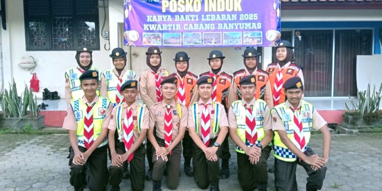 Saka Bhayangkara Polresta Banyumas Ikuti Penutupan Karya Bakti Lebaran Tahun 2025