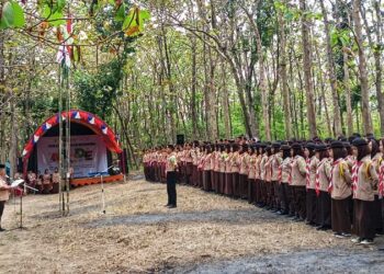 Ratusan Penegak Grobogan Berkemah Di Wisata Widuri, Kampanyekan Cegah Stunting