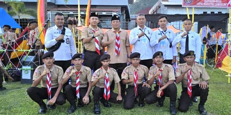 Pramuka Gudep Lapas Narkotika dan Rutan Sawahlunto Ikuti Perkemahan Satya Darma Bakti Sumbar di Lapas II B Padang