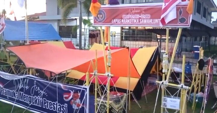 Pramuka Gudep Lapas Narkotika dan Rutan Sawahlunto Ikuti Perkemahan Satya Darma Bakti Sumbar di Lapas II B Padang