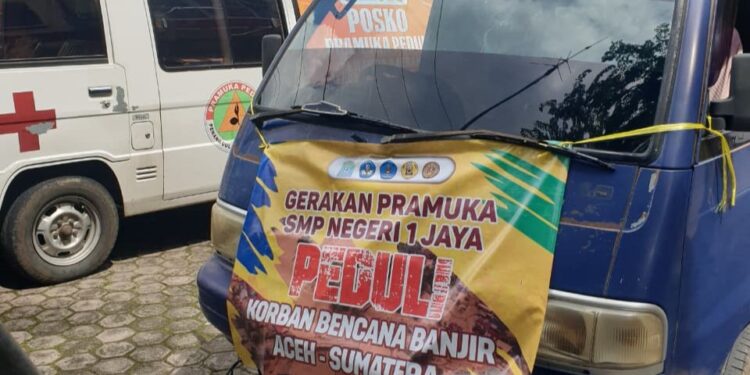 Pramuka SMP Negeri 1 Jaya, Lamno Aceh Jaya Salurkan Bantuan untuk Korban Banjir dan Tanah Longsor Aceh Melalui Pramuka Peduli Kwartir Daerah Aceh