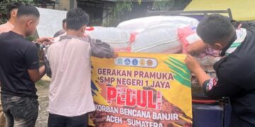 Pramuka SMP Negeri 1 Jaya, Lamno Aceh Jaya Salurkan Bantuan untuk Korban Banjir dan Tanah Longsor Aceh Melalui Pramuka Peduli Kwartir Daerah Aceh