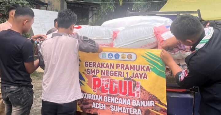 Pramuka SMP Negeri 1 Jaya, Lamno Aceh Jaya Salurkan Bantuan untuk Korban Banjir dan Tanah Longsor Aceh Melalui Pramuka Peduli Kwartir Daerah Aceh
