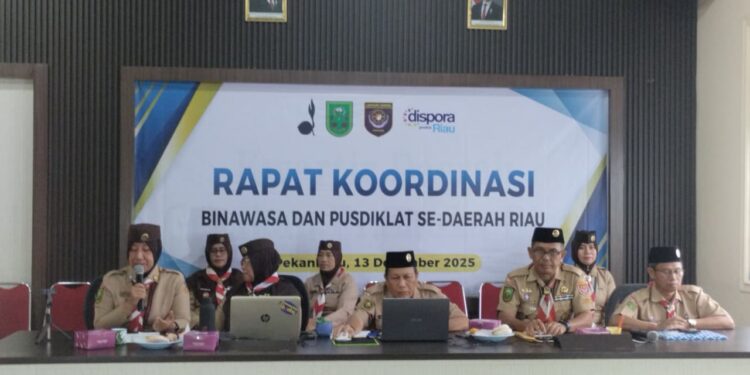 Rakor Binawasa–Pusdiklat se-Riau Perkuat Sinergi Pembinaan Anggota Dewasa Pramuka