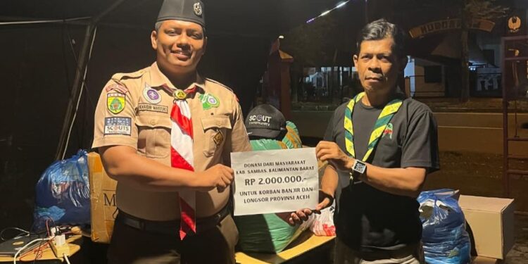 Donasi Masyarakat Sambas Kalbar Disalurkan untuk Korban Banjir dan Longsor Aceh Melalui Pramuka Peduli Aceh