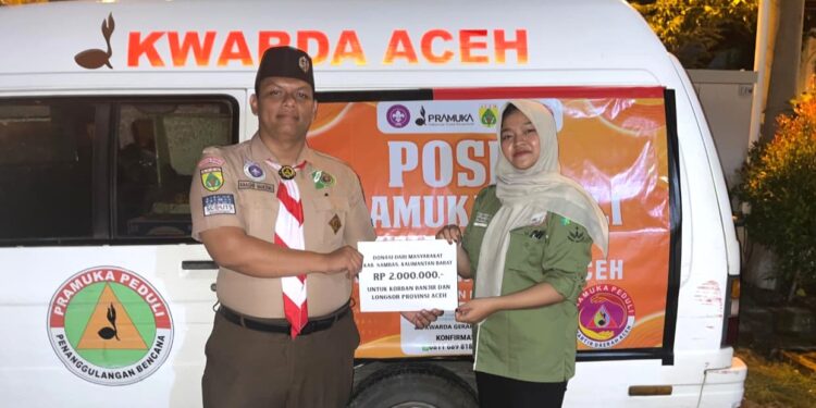Donasi Masyarakat Sambas Kalbar Disalurkan untuk Korban Banjir dan Longsor Aceh Melalui Pramuka Peduli Aceh