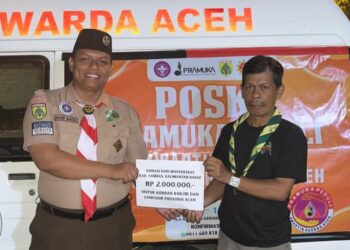 Donasi Masyarakat Sambas Kalbar Disalurkan untuk Korban Banjir dan Longsor Aceh Melalui Pramuka Peduli Aceh