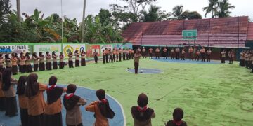 Keseruan Latihan Rutin Kepramukaan Mingguan MTsN 6 Tabalong Kerja Sama Praktek Ecobrick