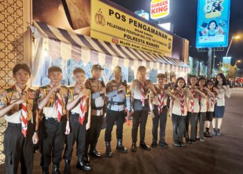 Anggota Saka SAR Manado Terlibat Pengamanan Malam Takbiran di Jalan Pierre Tendean