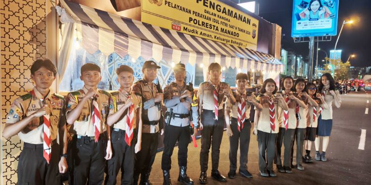 Anggota Saka SAR Manado Terlibat Pengamanan Malam Takbiran di Jalan Pierre Tendean