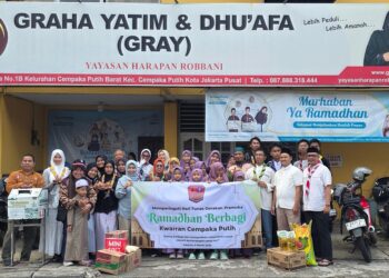 Peringati Hari Tunas, Kwarran Cempaka Putih Salurkan Sembako dan Santunan ke Graha Yatim & Dhuafa