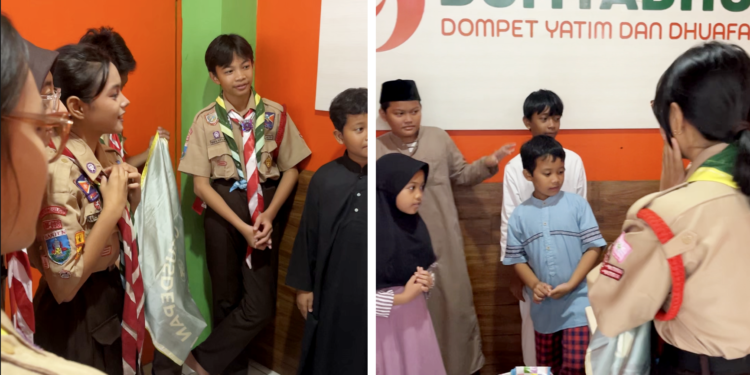 Tumbuhkan Empati Lewat Berbagi, Pramuka K.H. Agus Salim Galang Dana dan Salurkan Donasi