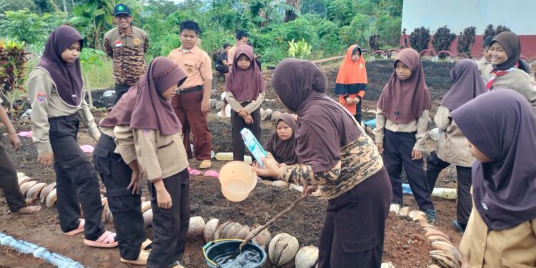 Tumbuhkan Semangat Kemandirian, Pramuka SD Inpres 3/77 Masago Ubah Lahan Tidur Jadi Kebun Sayur Produktif