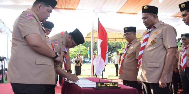 Ketua Kwarda Sumut Lantik Bupati Deli Serdang sebagai Mabicab, Tegaskan Komitmen Sukseskan Jambore Daerah XI Tanpa Biaya Peserta