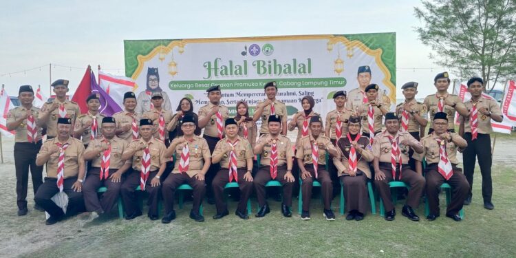 Kwarcab Pramuka Lampung Timur Gelar Halal Bihalal di Pantai Mutiara Baru