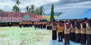 Penuh Kehangatan, Gema Sayonara, Tutup Latihan Rutin Pramuka MTsN 6 Tabalong Semester Genap 2025/2026