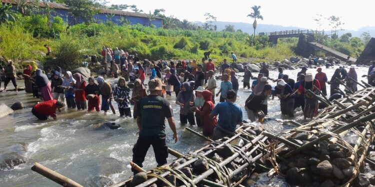 Pramuka Peduli Watukumpul Gelar Bakti Lingkungan Bersama Masyarakat, Bangun Bronjong Bambu Di Sungai Majalangu