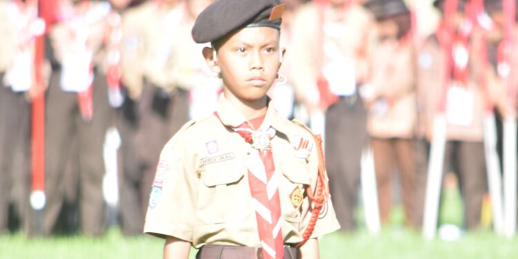 Siswa SD Inpres Mora Jadi Pemimpin Upacara Pembukaan Jamcab II Kwarcab Mamuju Tengah