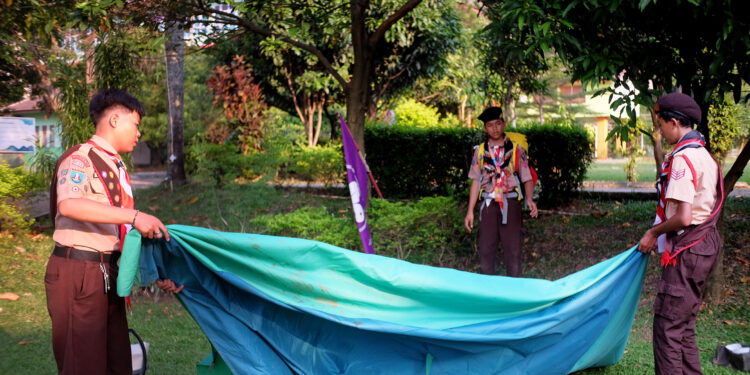 Mantapkan Keterampilan Berkemah Jelang Jamnas, Kontingen Cabang Tangsel Gelar TC Jamnas ke-3