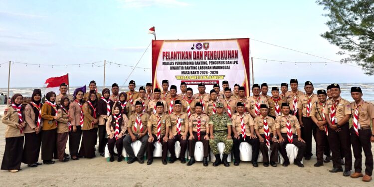 Pelantikan Di Tepi Pantai, Kwarran Labuhan Maringgai Didorong Kemandirian Ekonomi Dan Kebangkitan Saka Bahari Lampung Timur
