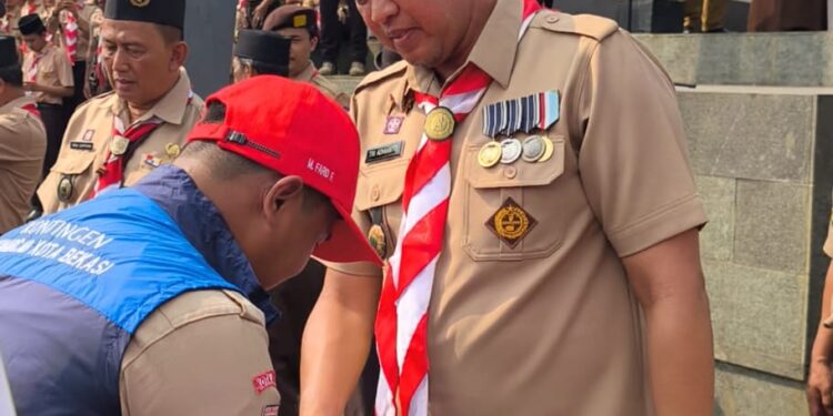 Kwarcab Kota Bekasi Kukuhkan 1.398 Pramuka Garuda dan Melepas Peserta Jamnas XII