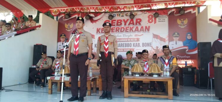 Semangat Praja Muda Karana Membara, Kwaran Barebbo Gelar Upacara HUT Ke-65 Pramuka