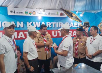 Ketua dan Sekjen Kwarnas Kunjungi Stand Pameran Kwarda Sumatera Utara di Jamnas XII 2026
