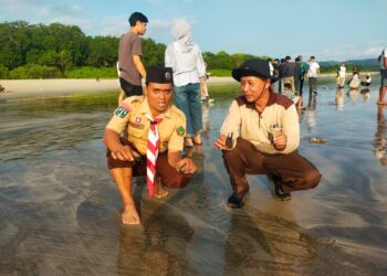 50 Pramuka Penegak Belajar Konservasi Lewat Rilis 1.945 Tukik di TN Alas Purwo