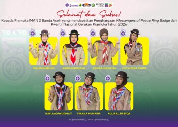 7 Pramuka MAN 2 Banda Aceh Raih Penghargaan Messengers of Peace Ring Badge di Jambore Nasional 2026